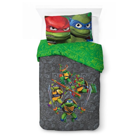 Teenage Mutant Ninja Turtles Kids 2-Piece Twin/Full Comforter Set, Reversible, - Picture 1 of 12